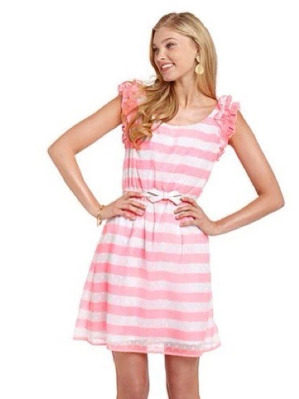 Lilly Pulitzer Danna Awning Stripe Sparkle Pink Dress